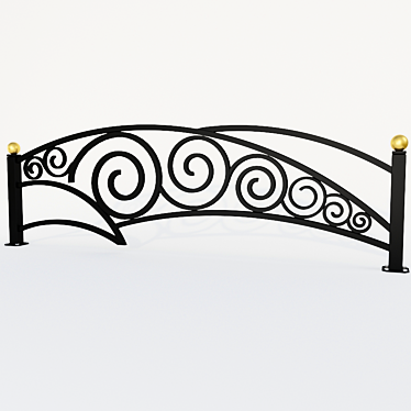 Elegant Wrought Iron Fence 3D model image 1 