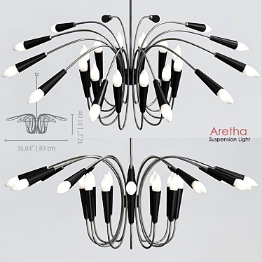 Aretha Suspension Light - Classic Elegance in Chrome and Black 3D model image 1 