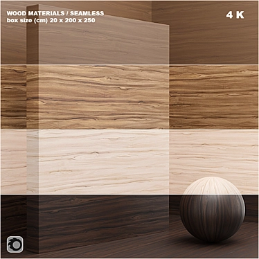 Seamless Wood/Veneer Set - 4 Tones 3D model image 1 