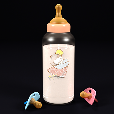 Milk bottle with decorative nipple 3D model image 1 