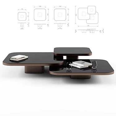Sleek Bow Coffee Table Set 3D model image 1 