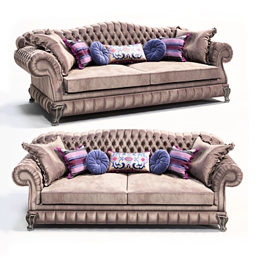 Classic Three-Seater Sofa with Stylish Details 3D model image 1 
