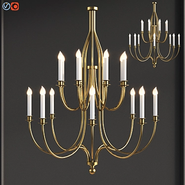 Luxurious Chateau Brass Chandelier 3D model image 1 