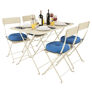 SALTKHOLMEN 02 Table + 4 Folding Chairs 3D model image 1 