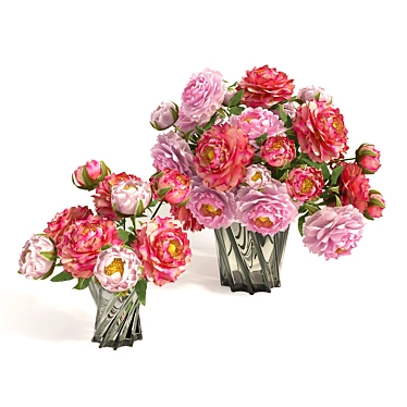 Elegant Peony Blossoms 3D model image 1 