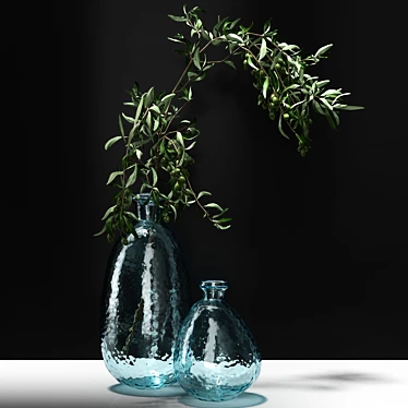 Elegant Olive Branch Vase 3D model image 1 