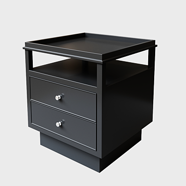 Elegant Black Nickel Bedside Table 3D model image 1 