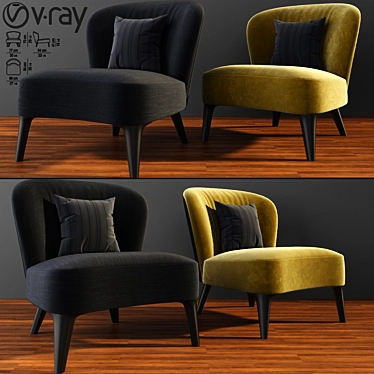 Sophisticated Minotti Aston Armchair: Perfect Parquet Addition! 3D model image 1 