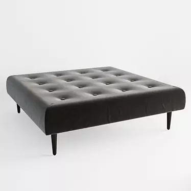 Luxurious Slate Grey Velvet Ottoman 3D model image 1 