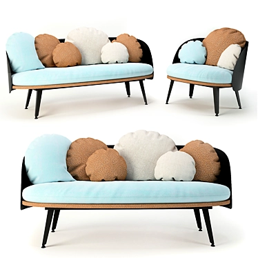 Nubilo Colors: Modern Sofa & Armchair 3D model image 1 