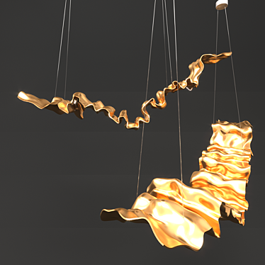 Elegant Golden Ribbon Pendant 3D model image 1 