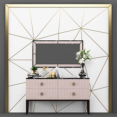 Elegant Art Deco Sideboard Set 3D model image 1 