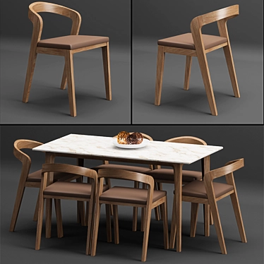 Modern Table and Chair Set 3D model image 1 