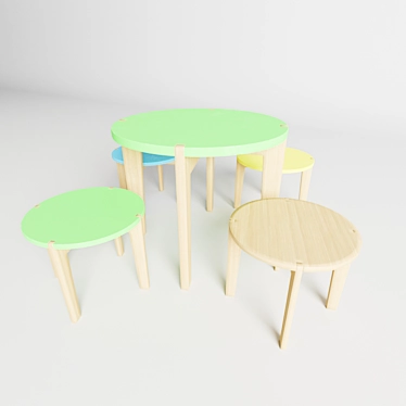 Modern Kids Play Table 3D model image 1 