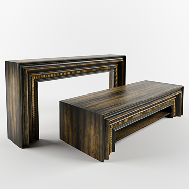 Rustic Crafted Hall Console & Table 3D model image 1 