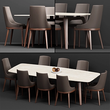 Stylish Combo: Table & Chairs (by Misuraemme) 3D model image 1 