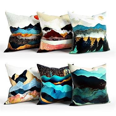 Mountain Bliss Pillow Set 3D model image 1 