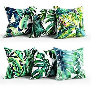 Elegant Leaves Pillow Set 3D model image 1 