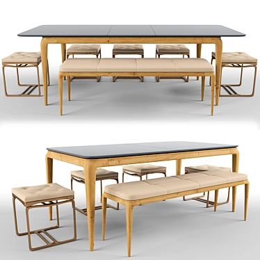 Modern Table Chair Set 3D model image 1 