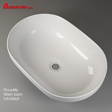 Elegant Piccadilly White Ceramic Wash Basin 3D model image 1 