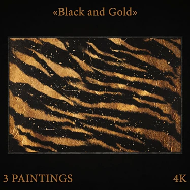 Elegant Black and Gold Paintings 3D model image 1 