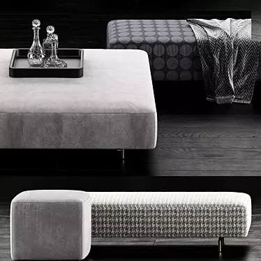 Elegant Minotti Damier Ottomans 3D model image 1 