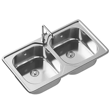 Sleek Stainless Steel Sink 3D model image 1 