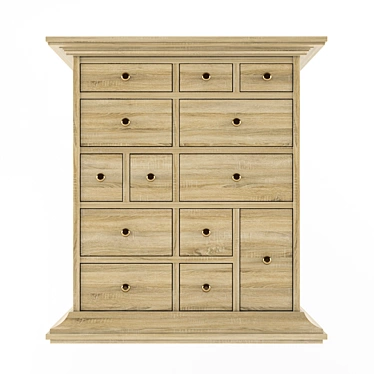 Reina Oak Sonoma Chest - 13 Drawers 3D model image 1 