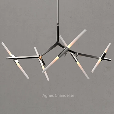 Elegant Agnes Chandelier in Silver 3D model image 1 