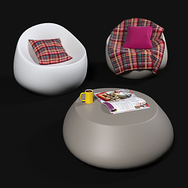 Stylish Vondom Stones Armchairs & Coffee Table 3D model image 1 