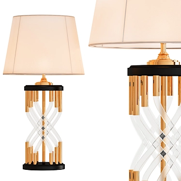 Retro Braided Lucite & Brass Lamps 3D model image 1 