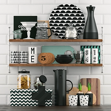 Kitchen Decor Shelf with Utensils 3D model image 1 