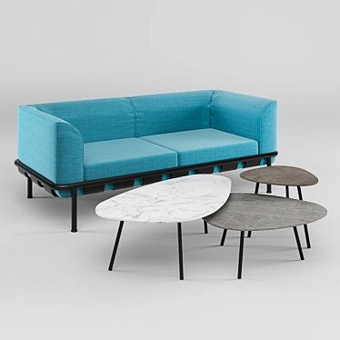 Emu Dock 2-Seater Sofa & Terramare Coffee Tables 3D model image 1 