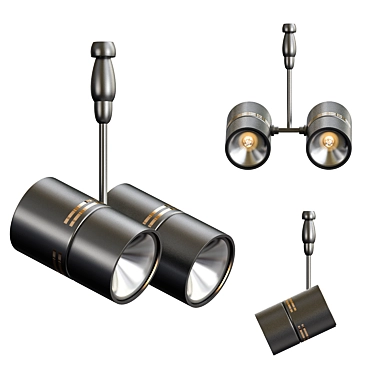 Twin Outdoor Spotlights, Bright Illumination 3D model image 1 