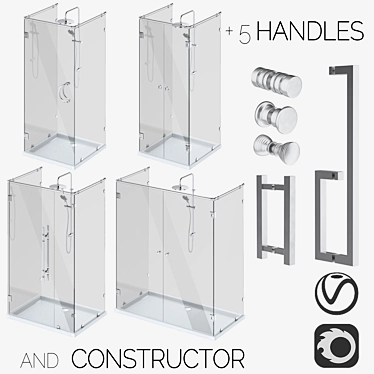 Sleek Glass Shower Cabins with Designer Handles 3D model image 1 