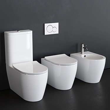 Scarabeo Moon Collection - Toilet, Bidet & Close-Coupled Set 3D model image 1 