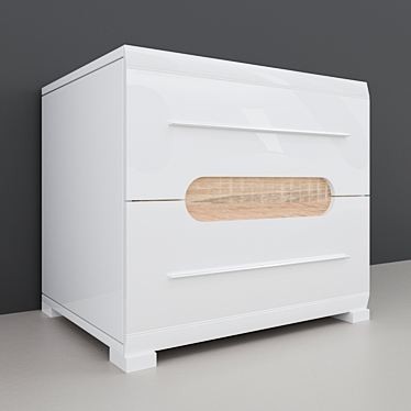 Bianco Nightstand: Sleek White Gloss & Sonoma Oak 3D model image 1 