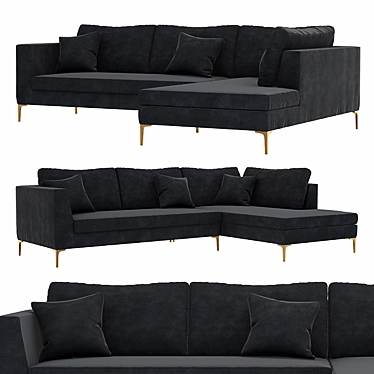 Luxury Velvet Edlyn Corner Sofa 3D model image 1 