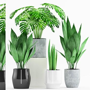 Modern Greenery Trio with Stylish Pot 3D model image 1 