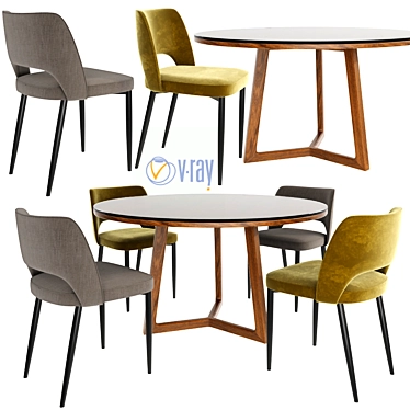 Poliform Dining Chair Set - Ready to Use, Perfect Proportions 3D model image 1 