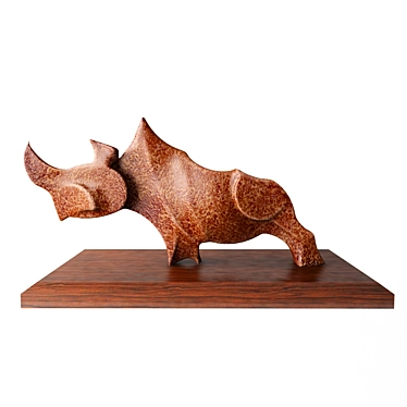 Copper Rhino Sculpture 3D model image 1 