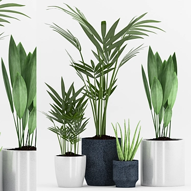 Elegant Greenery Set with Pot 3D model image 1 