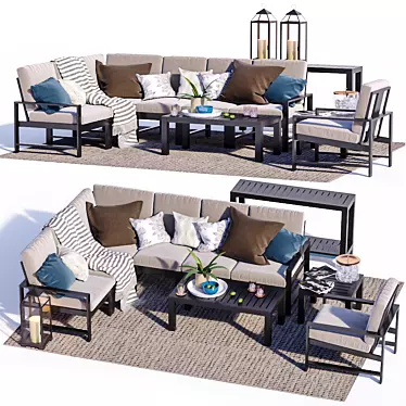 Pottery Barn Indio Metal Outdoor Furniture 3D model image 1 