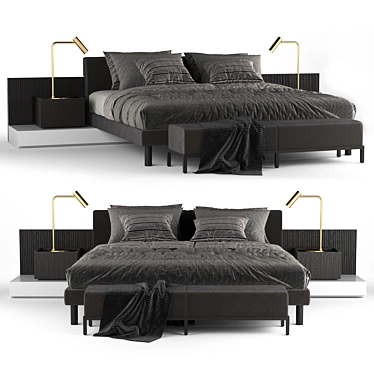 Meridiani Cliff Modular Bed: Versatile Luxury for Your Bedroom 3D model image 1 