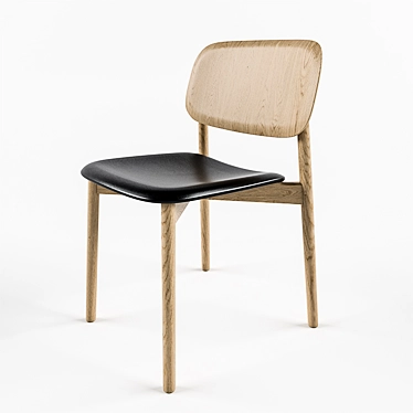 Sleek Black Leather Soft Edge Chair: Versatile Design 3D model image 1 