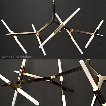 Golden Glow: Agnes Chandelier Sparkles with 10 Lights 3D model image 1 