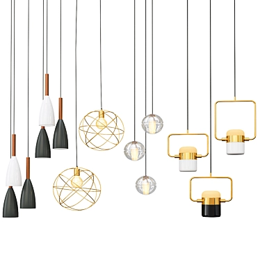 Elegant Pendant Light Set 3D model image 1 