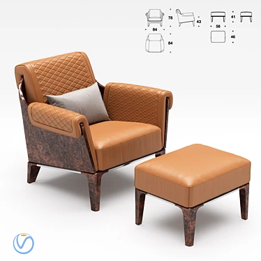 Luxury Bentley Home Sherwood Ottoman & Armchair 3D model image 1 