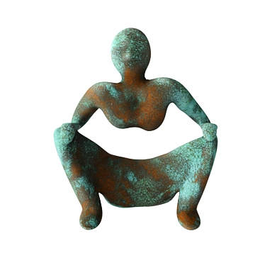 Rustic Metal Sit Man Sculpture 3D model image 1 
