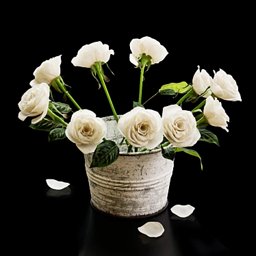 3D Roses Bucket: Exquisite Floral Replicas 3D model image 1 